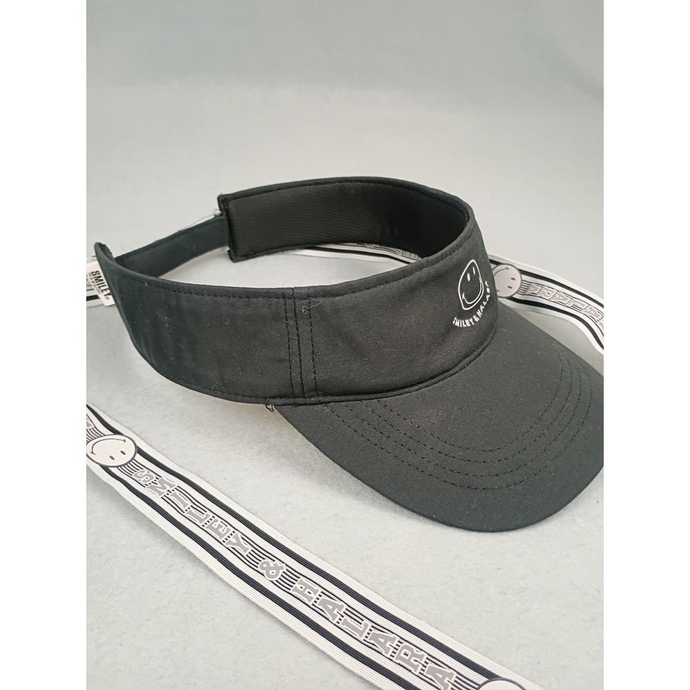 Halara x Smiley Black Sun Visor Athletic Hat with Ribbon Ties Logo Print - Picture 3 of 6